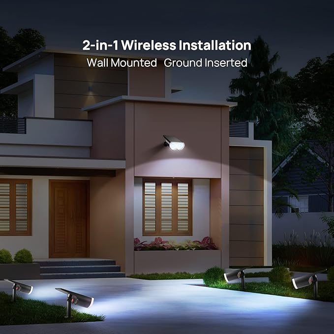 Solar Spot Lights Outdoor, Consciot 16 LEDs IP67 Waterproof Solar Outdoor Lights, Auto On/Off Solar Landscape Spotlights, 2-in-1 Adjustable Wall Lights for Garden Yard Pathway, 4 Pack (Cool White)