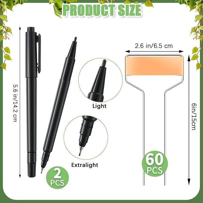 Moxweyeni 60 Pcs Metal Garden Tags Plant Labels for Garden Waterproof Plant Markers with 2 Permanent Pen Planting Nursery Garden Tags Reusable Garden Labels Stake for Plants (Copper Color,6 Inch)