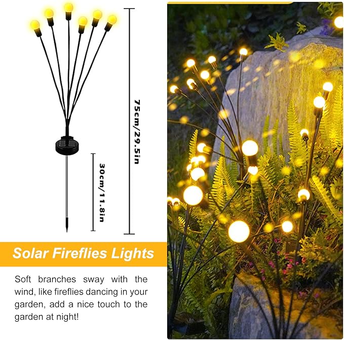Solar Garden Lights, 8 Pack Waterproof Outdoor Swaying Lights for Patio, Garden, Pathway Decoration