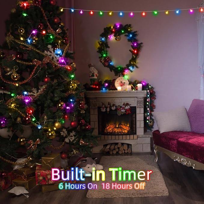 120 LED String Lights 40ft, 8 Lighting Modes Plug in Fairy String Lights for Bedroom Classroom Patio Garden Wedding Party Christmas Tree Outdoor Indoor Decorations Multicolor