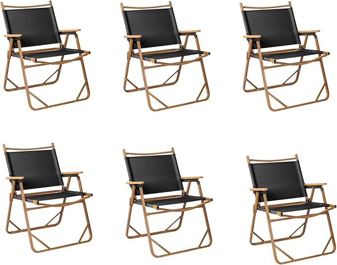 Outvita Portable Folding Camping Chair, 6pcs Ultralight Low Beach Chair, Durable Aluminum Frame Armchairs for Hiking Concert Fishing Picnic, Supports 233Lbs