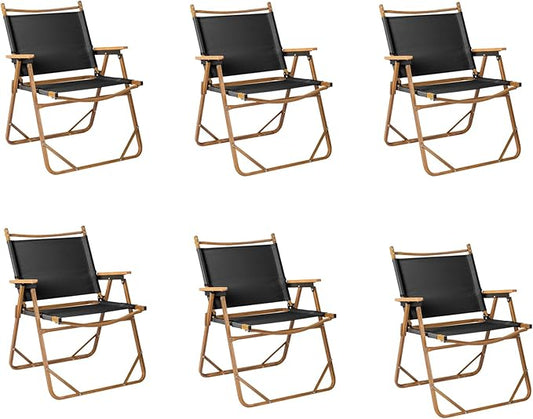 Outvita Portable Folding Camping Chair, 6pcs Ultralight Low Beach Chair, Durable Aluminum Frame Armchairs for Hiking Concert Fishing Picnic, Supports 233Lbs