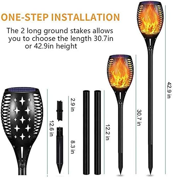 YoungPower Solar Outdoor Torch Lights Flickering Flame, 43" Outdoor Path Lights Waterproof Torch for Garden Yard Patio, 8 Pack
