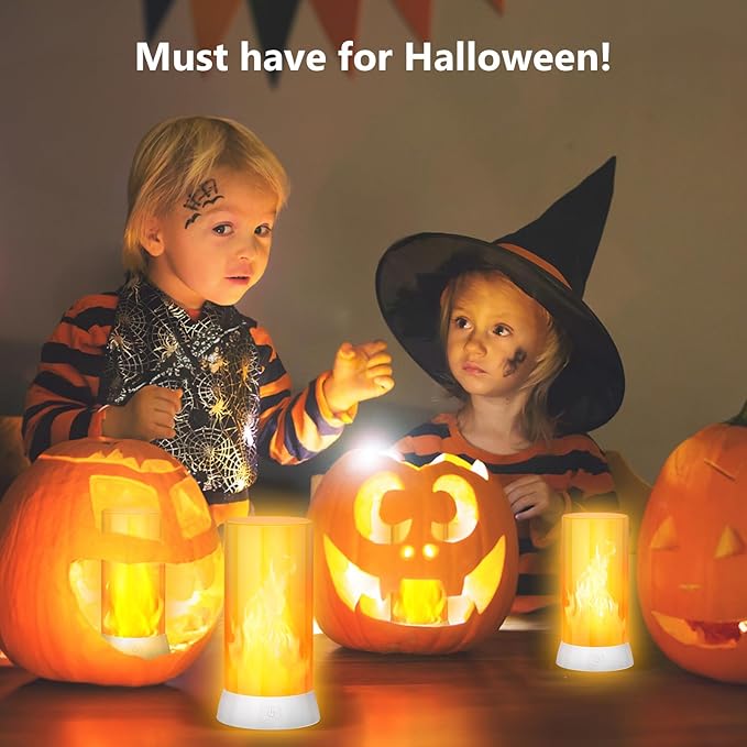 2PCS LED Flame Light, USB Rechargeable Flame Lamp with Remote & Timer, Waterproof Dimmable Flameless Candles Light for Home Party Garden Camping Halloween Christmas Decoration