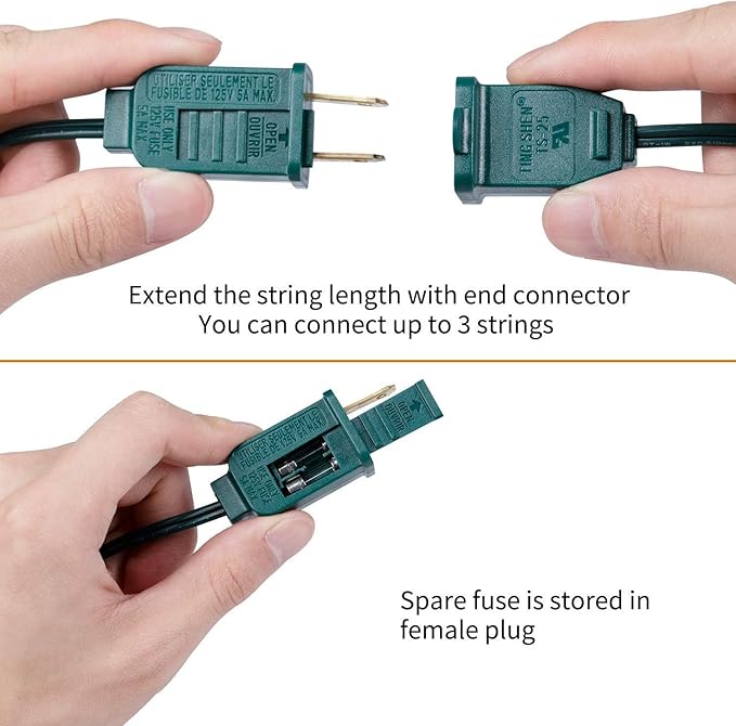 C7 Multicolor Christmas String Light Set, 25ft Vintage Christmas Tree Lights, Outdoor Roofline String Lights with 25 Bulbs for Patio Garden Holiday Indoor Wedding Home Decorating, Green Wire