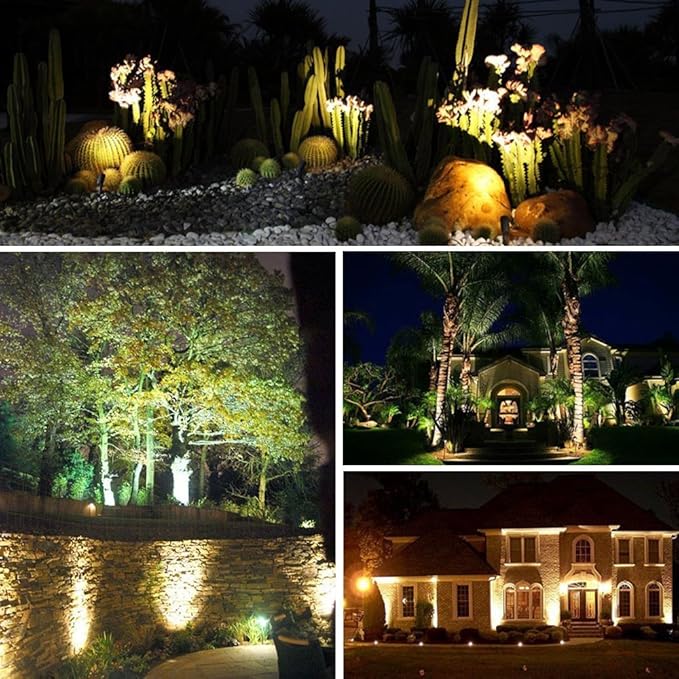 2 Pack Outdoor Landscape Lighting 5W COB LED Spotlights for Garden Lawn Wall Yard Path with Spiked Stand and Plug Adapter (Warm White)