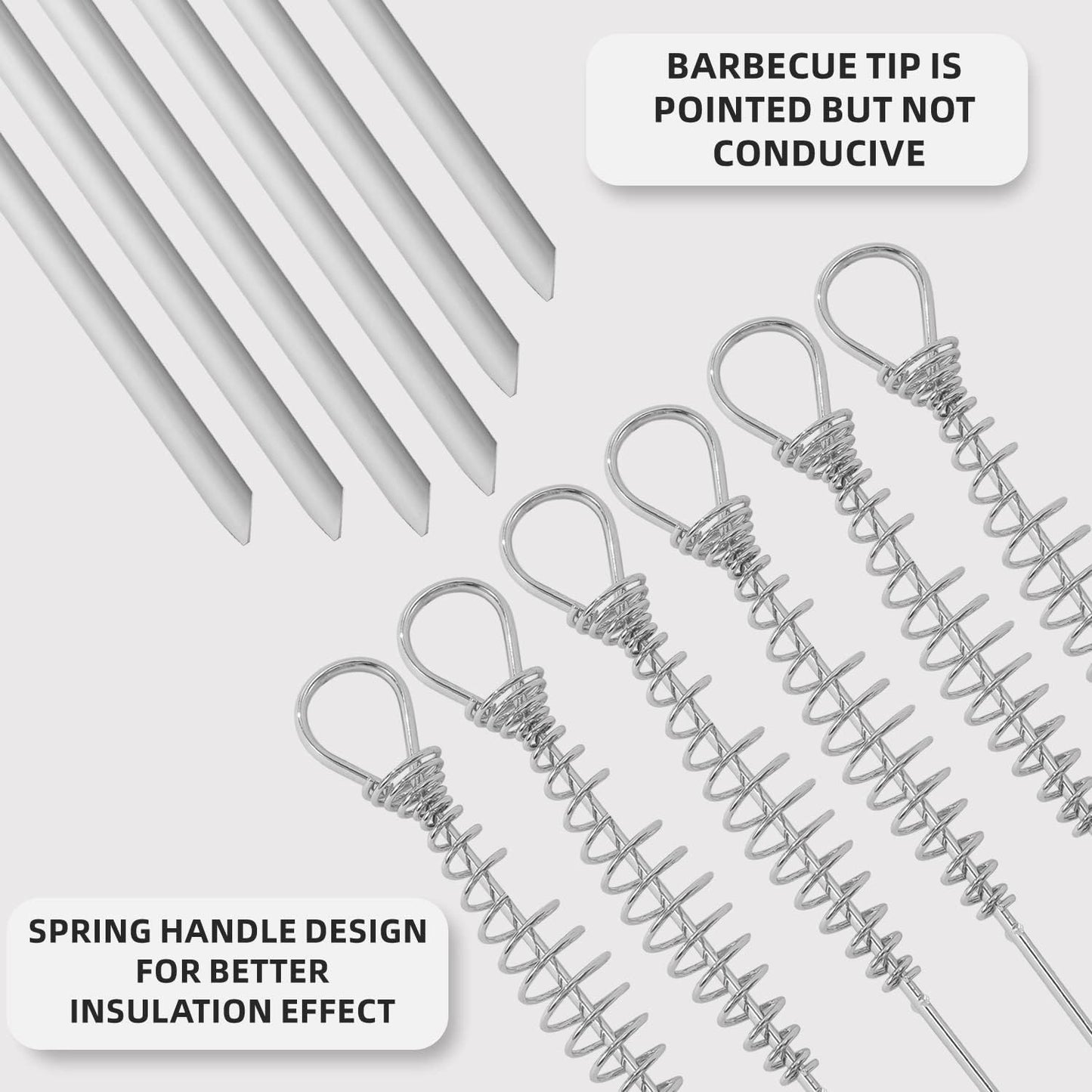 16"" 12 Pack - Metal Skewers Flat Long Kabob Skewers Reusable BBQ Barbecue Shish Sticks Skewers for Grilling, Stainless Steel, Sliver