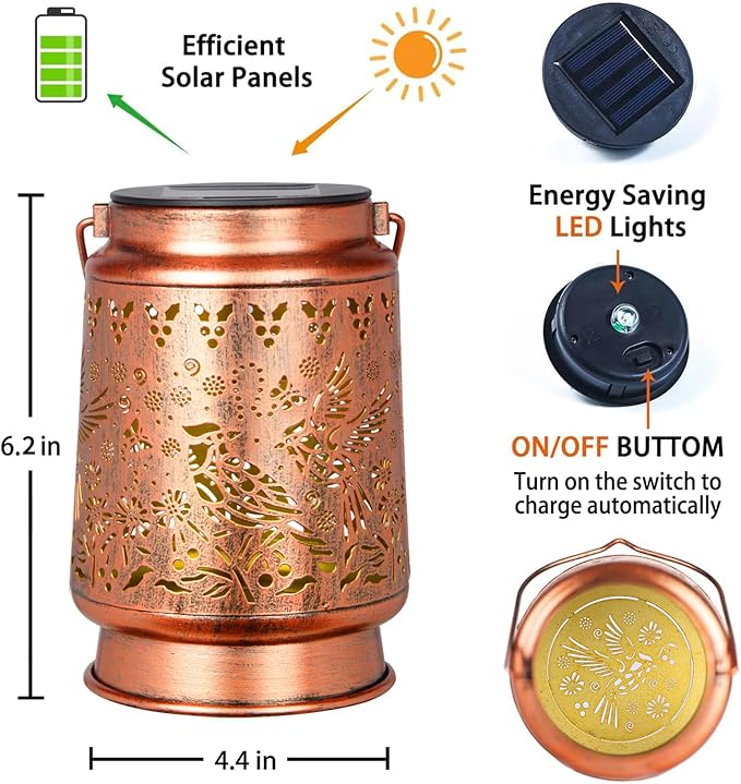 kyoryuger Cardinal Solar Lanterns Outdoor Cardinal Gifts for Women Mom Grandma, Cardinal Lovers Gifts, Birthaday for Mom Metal Decorative Lanterns for Yard Patio Lawn Solar Garden Decor