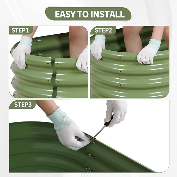 Galvanized Raised Garden Bed Outdoor- 2 Pcs Raised Beds for Gardening| Metal Planter Box, Steel Raised Garden Bed Kit with Gloves for Vegetables, Flower, Herbs (4x2x1FT, Green)