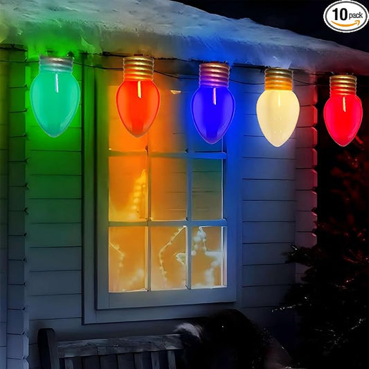 Jumbo Multicolor Christmas String Lights Outdoor, 16FT Large Christmas Hanging Lights with 10 5'' LED C9 Large Multicolor Bulbs, Hanging Christmas Decorations Outdoor Lights for Home Roof Yard Garden
