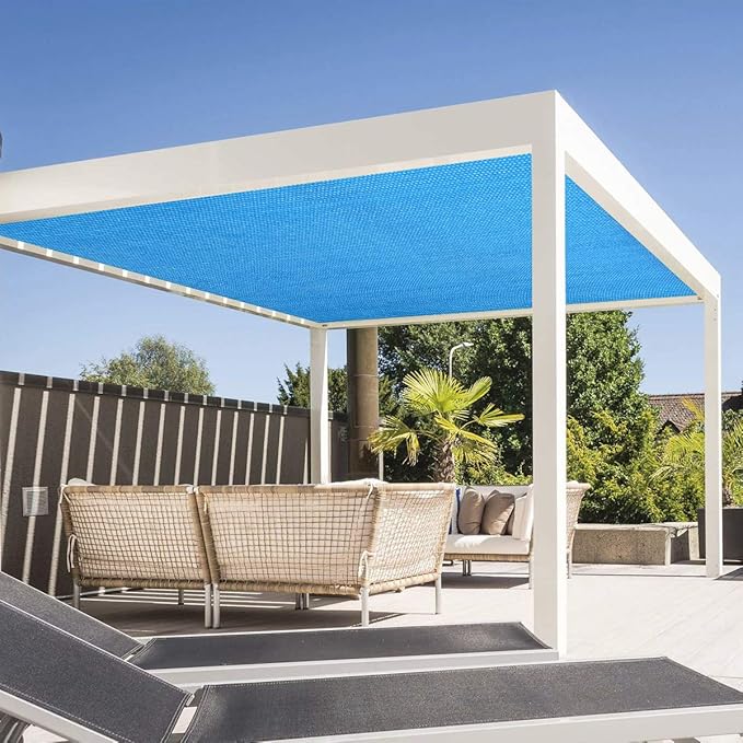 Eden's Decor Straight Flat-Edged Sun Shade Sail Rectangular 5' x 13' Blue UV-Blocking Outdoor Canopy Fabric Cloth Awning for Pergola Patio Garden Backyard Custom Size