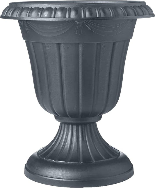 PL20GY Classic Traditional Plastic Urn Planter Indoor/Outdoor, 10" x 12", Gray