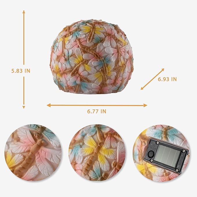 Garden Solar Dragonfly Globe Lights - Waterproof Multicolor Ball Lights for Yard, Pathway, Patio, Lawn Decor