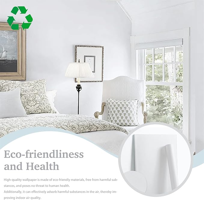 Dimoon 590''x17.7'' White Peel and Stick Wallpaper Contact Paper Self Adhesive Wall Paper