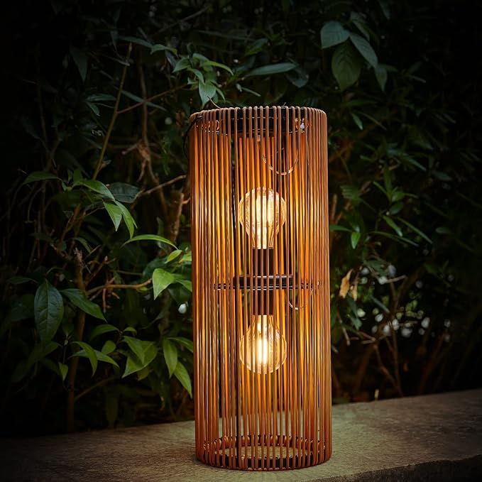 Solar Lanterns Outdoor Hanging Lantern Warm White Light Edison Style Bulb Yard Garden Wedding Home Parties Patio Decoration Waterproof Outdoor Floor Lamp Brown