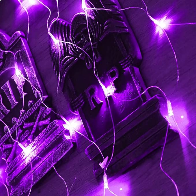 Joomer 12ft x 5ft 360LED Purple Halloween Net Lights Outdoor, 8 Modes Timer Connectable Waterproof Bush Mesh Netting for Halloween Outdoor Decorations (Clear Wire)