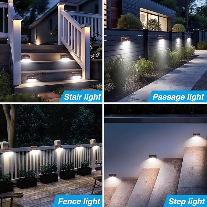 [4 Packs] Solar Outdoor Lights Motion Sensor Solar Security Lights Waterproof with 3 Lighting Modes Solar Powered Wall Lights Outside for Garden Fence Yard,Brown