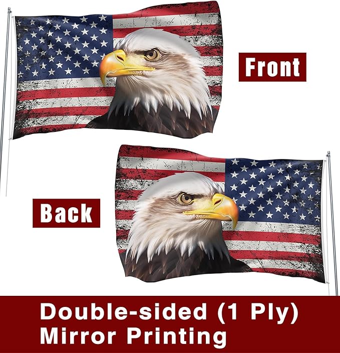 American Eagle Flag 3x5 Ft Double Sided Faith Over Fear Banner, Christian American Flags for Outside Christian Banners with Brass Grommets Outdoor House Decorations Flag
