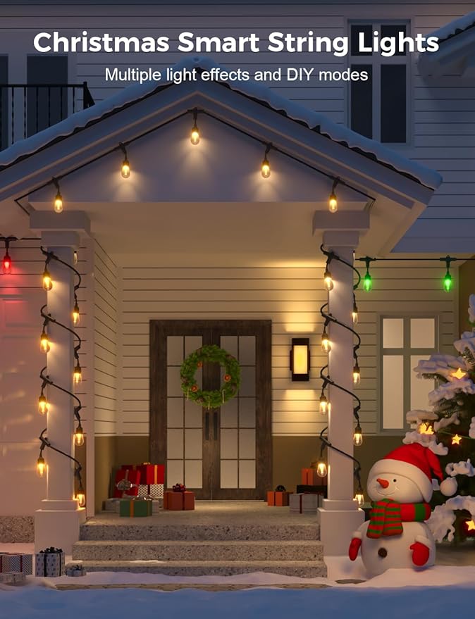 XMCOSY+ Smart Outdoor String Lights, 123Ft Patio Lights Waterproof, App Control, Compatible with Alexa, RGBCWIC Color Changing LED String Light for Outside