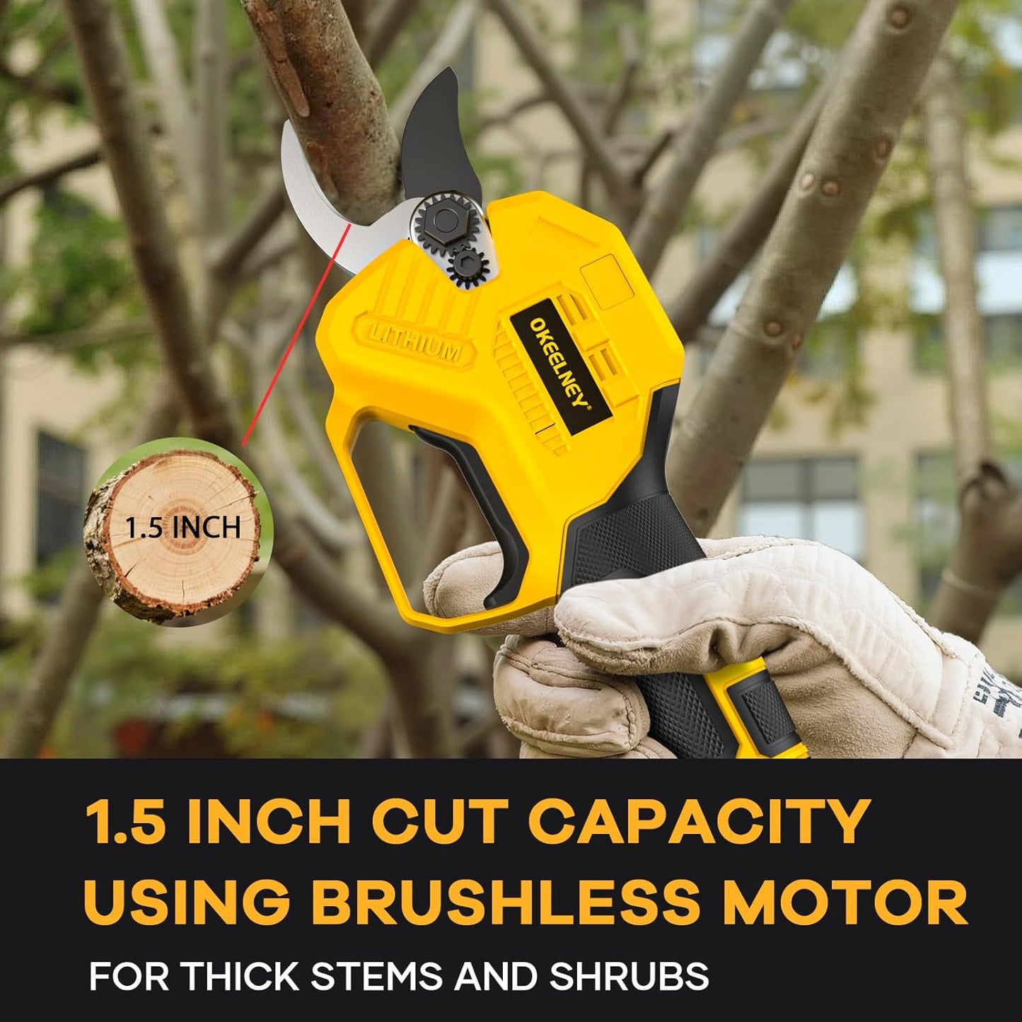 Electric Pruning Shears for DeWalt 20V Max Battery, Brushless Cordless Branch Cutter Pruner with 1.5 inch Cut Capacity for Tree trimming, Shrubs, Gardening (Tool Only)