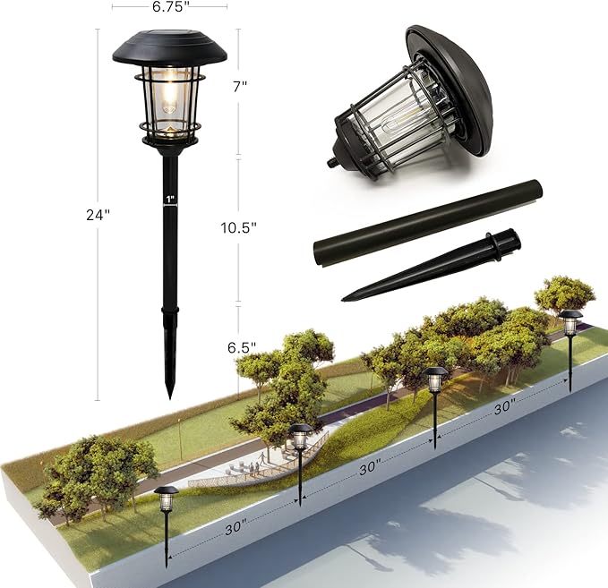 Grand patio Solar Outdoor Lights, 10 Pack, Glass Light Metal Pathway Light, Waterproof Landscape Lighting, Automatic Dusk and Dawn Sensor (Slate Gray)