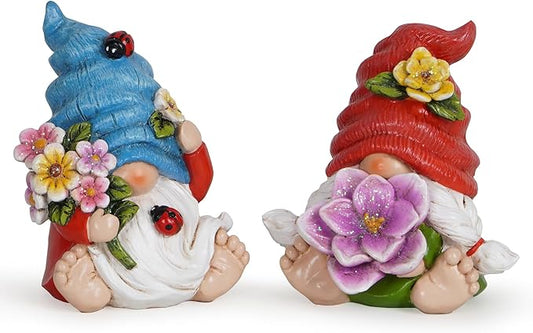 Hodao Spring Garden Decorations - Gnomes Decorations - Summer Gnomes Decorations - Ladybug Flower Decor - Spring Home Decor - Foot Gnomes（2Pcs） (Multicolor)