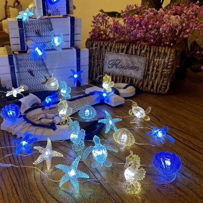 JASHIKA Solar Power Outdoor Coastal String Lights Garden Fence