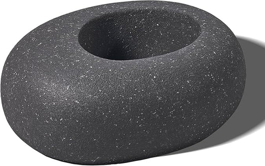 Stone - Mimicking Indoor/Outdoor Concrete Planter - Concrete Composite | Durable for Lawns & Commercial Decor (Charcoal Gray, Small)