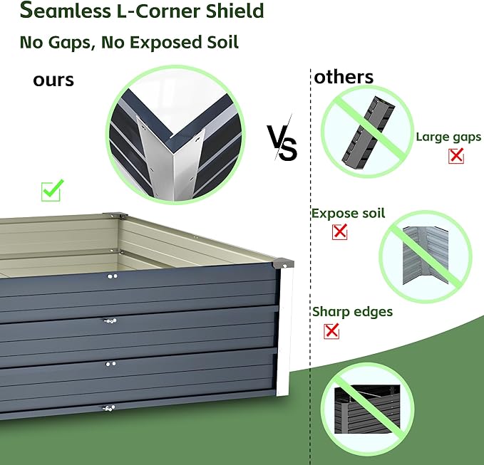 Galvanized Raised Garden Bed 6x4x1.3ft, Durable Elevated Flower Bed, Rust-Proof Metal Garden Bed for Vegetables, Fruits, Flowers & Herbs