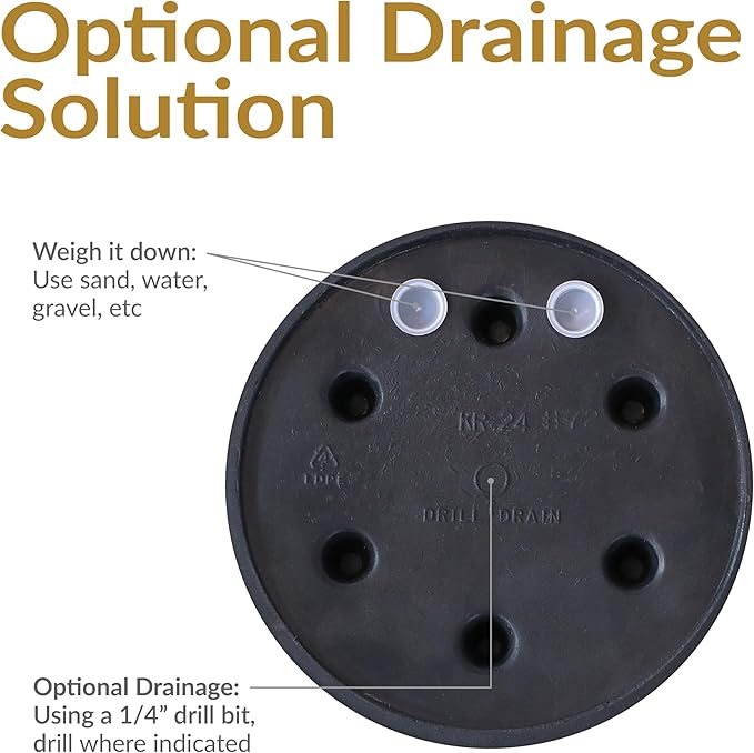 Sunnydaze 24-Inch Anjelica Large Plastic Pot for Plants - Outdoor Polyresin Round Planter with Drillable Drainage Holes - Sable - 2pk