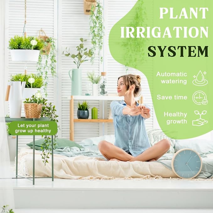 2 PCS Plant Self Watering Globes 8.9 Inch Plant Watering Devices Colorful Glass Self Watering Planter Insert for Indoor Outdoor Plants