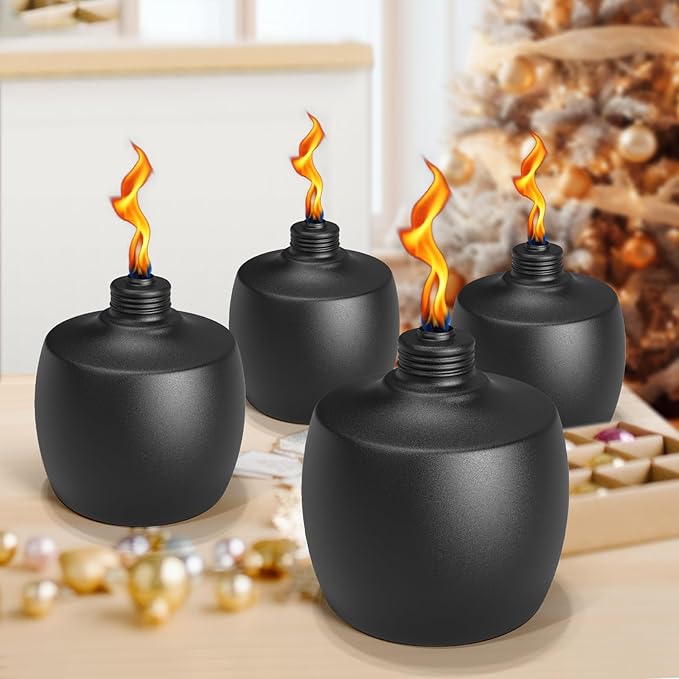 6-Pack Citronella Tabletop Torches, 21.5 oz Table Top Torches for Outdoor, Metal Oil Burner Candles, Garden Torches with Fiberglass Wick for Yard, Patio, Deck, Garden, Party, Landscape