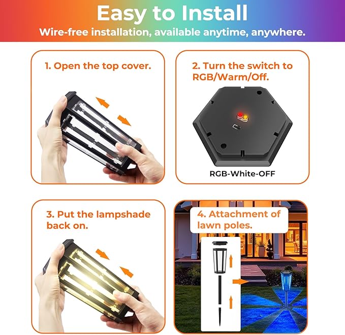 Solar Garden Decor Light, 2Pack Colorful Solar Outdoor Lights, Color Changing Solar Pathway Lights Outside Waterproof, Warm White Solar Walkway Lights for Landscape Path Yard Patio Driveway