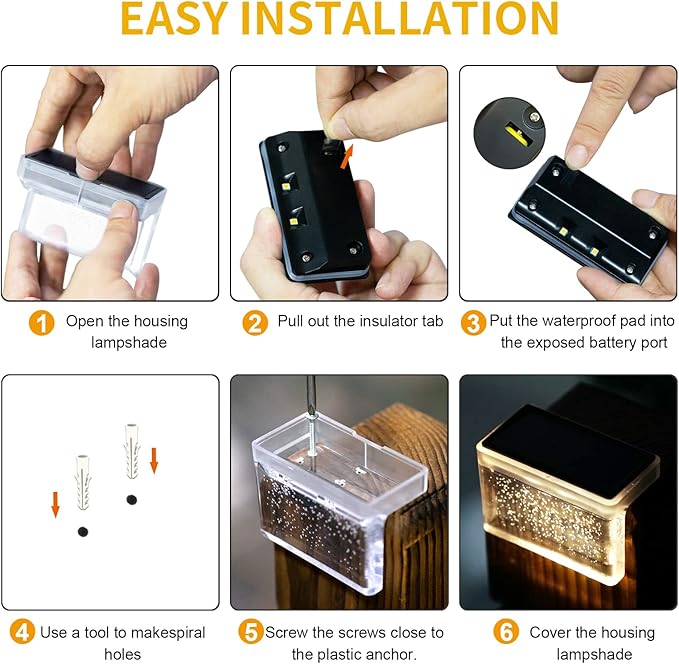 Solar Deck Lights Outdoor 16 Pack LED Step Fence Patio Wall Lights Garden Pathway Decoration Lighting, Accent Lighting (Warm White)