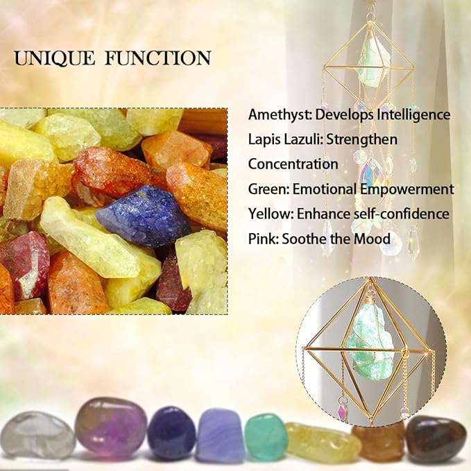 Green Fluorite Crystal Suncatcher Window Hanging Pendant Glass Prisms Decor Wind Chime Rainbow Sun Catcher for Home Garden Porch