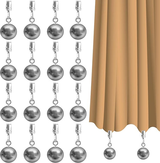 16 Pack Heavy Duty Curtain Weights for Outdoor, Stainless Steel Drapery Clip Keepping Curtain Panel Straight, Keep Outdoor Curtain Flag from Waving, Help Weigh Down Sun Curtain Tablecloth Garden Flag