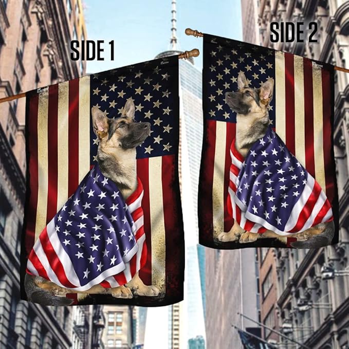 FLAGWIX German Shepherd Flag - Outdoor Decorations, 29.5" x 39.5" House Flag for Porch, Patio, Wall Decor, Heavy-Duty Canvas Garden Home Decor Double Sided