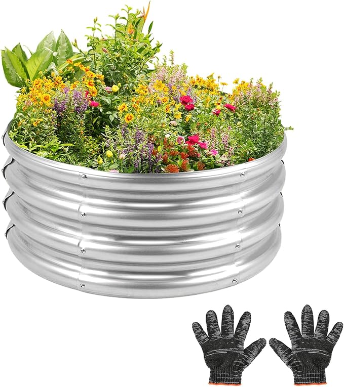 Outdoor Metal Galvanized Raised Planter Box,Rectangular Large Garden Bed Kit for Vegetables, Fruits, Flowers and Herbs 4X2X1 FT (3X3X1)