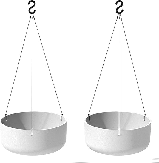 Veradek Mason Series Hanging Kona Planter - Round Planter for Outdoor Balcony/Patio | Made from Plastic-Stone Composite with Hanging Attachment | Modern Décor for, Flowers, Succulents, Small Plants