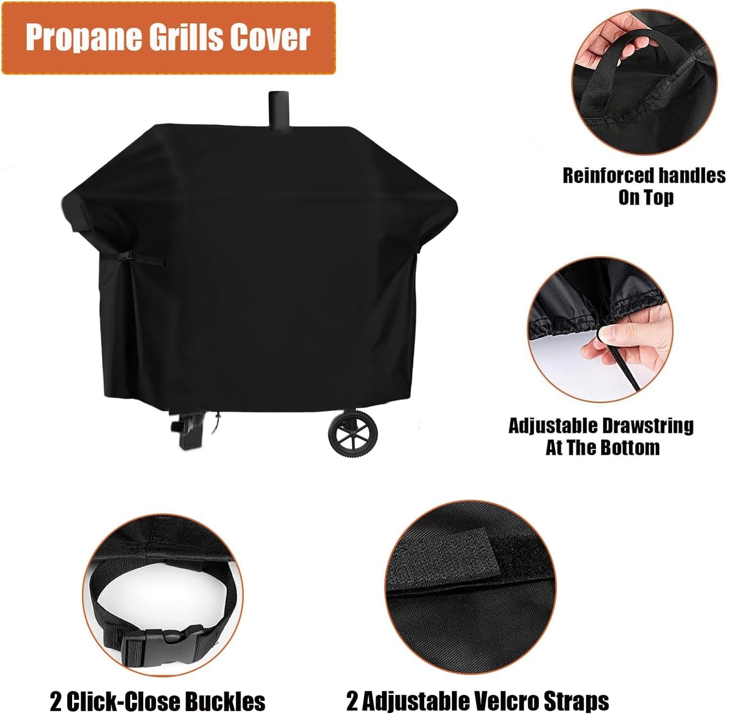 Grill Cover for Oklahoma Joe's Longhorn Combo Charcoal Gas Smokers & Grills - 24203004, Waterproof Outdoor Barbeque Smoker Covers - 36" D x 69" W x 50" H