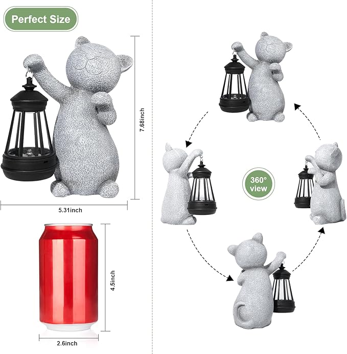 Solar Lights Outdoor Garden Sculptures&Statues, Cat Garden Decor for Outside, Garden Statues Outdoor Clearance Waterproof for Yard Art Lawn Porch Patio Home,Birthday Gifts for Women,Sisters