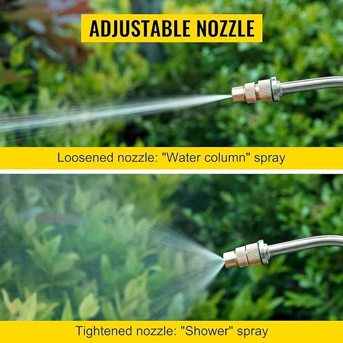 Happybuy 2 Gallon Stainless Steel Sprayer, 20" Wand & 3FT Reinforced Hose, Hand Pump Sprayer with Pressure Gauge, Safety Valve & Adjustable Nozzle, Weed Sprayers for Lawn, Gardening &Sanitizing1