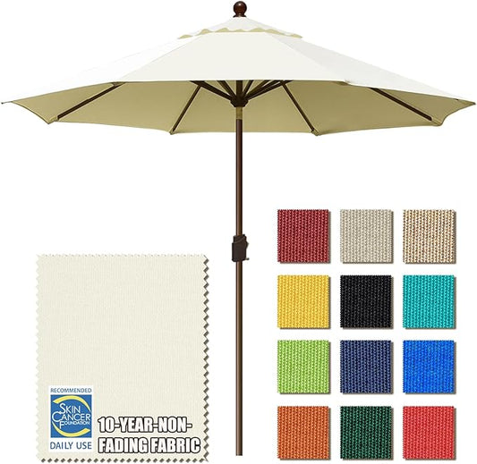 EliteShade USA 10-Year-Non-Fading 10Ft Market Umbrella Patio Umbrella Outdoor Table Umbrella with Ventilation, Natural