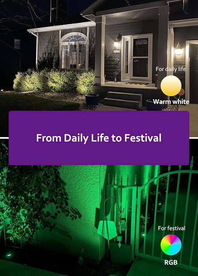 Spotlight Outdoor for Halloween Christmas: 4-in-1 RGBW Low Voltage Landscape Lighting Kit with Plug-in Transformer | 6W 24V IP65 Waterproof Color Changing LED Spot Lights with Remote for Yard Garden