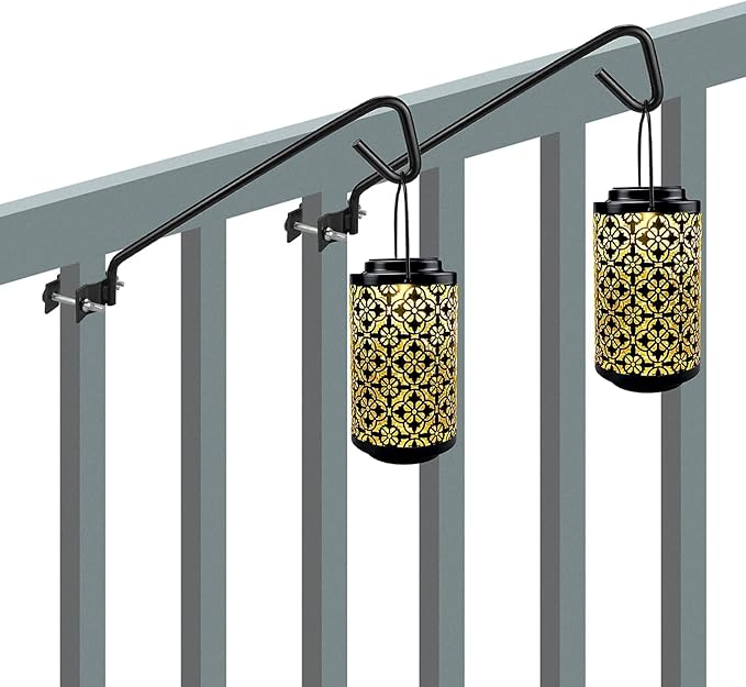 2 Packs 11 inches Fence Deck Hook Rail Hook Hanging Hook Mounting Kit Heavy Duty Bird Feeder Hook Decorative Hook Hanger for Bird Feeders Planters Suet Baskets Lanterns on Balcony Porch Railing Fence