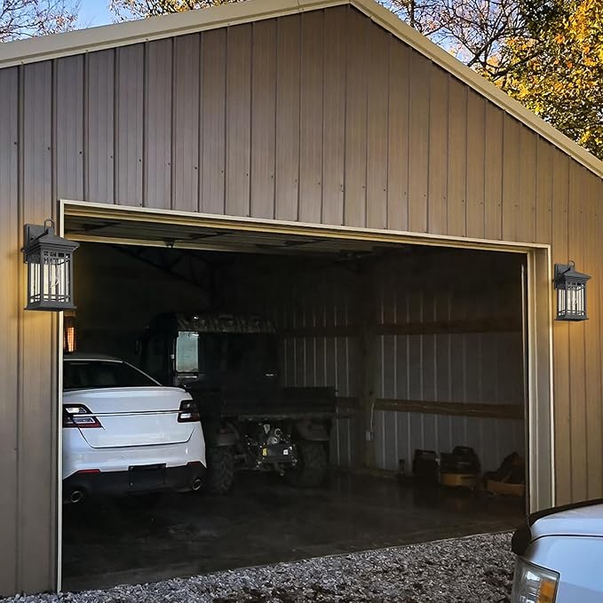 Outdoor Porch Lights Wall Mount, 12.4 Inch Outdoor Wall Lantern With E26 Sockets & Seeded Glass, Classic Exterior Lighting Fixtures, Waterproof Porch Light Fixtures For Garage (Bulbs Not Include)