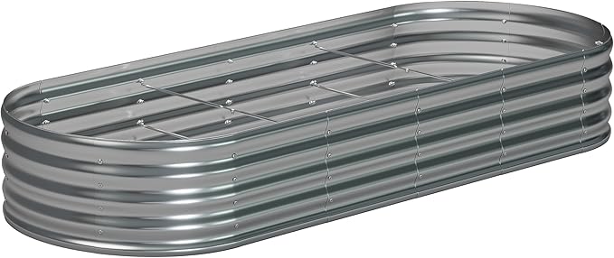 8x2x1.3 Oval Galvanized Raised Garden Bed,Outdoor Planter Box Metal Patio Kit Planting Bed for Vegetables Flowers and Succulents