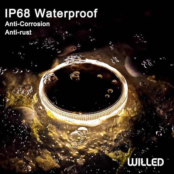 WILLED Solar Step Deck Lights for Outside, Warm White Outdoor Solar Powered Lights for Steps,Stair,Dock,Driveway,Walkway,Sidewalk,Garden (4 Pack)