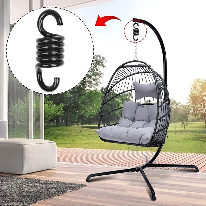 Spring Porch Hook for Hammock Swing Chair Hanging Suspension,880lbs Weight Capacity,Black
