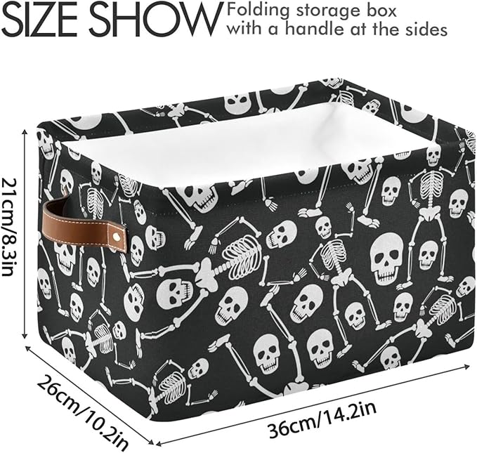 Skull Rectangular Storage Basket Organizer Bin Shelf Baskets For Clothes Gifts For Home Office Dorm